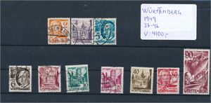 FR. ZONE - WÜRTTEMBERG o/xx Mi 28-37 komplett serie. 40 og 90pf er xx, 80pf med korte tagger ikke medregnet (€ 115)