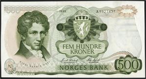 500 kroner 1985, serie A 5922437. 0