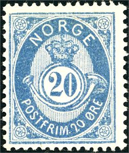 40 IIa. 20 øre blå 1883. Attest Aune. (6.000,-).