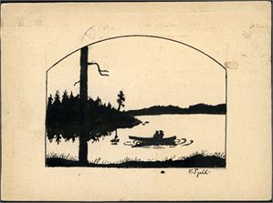 Kai Fjeld (Kai Fjell). Privatlaget postkort med signatur. Stemplet "Drammen" i 1927. Unikat. K-2