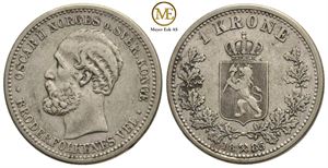 1 krone 1885 Oscar II. Kv.1+