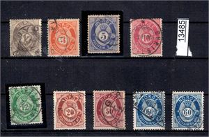 Ex Nk 22-31 o. 9 merker med skravert posthorn