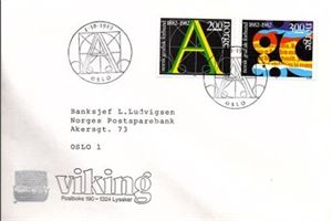 NK920-21 Førstedagsbrev med vignett fra Viking reklamebyrå, uregistrert i Brænnes vignettkatalog