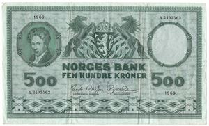 500 kroner 1969 A.3403563. Kv.1