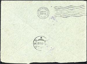 25 c one envelope, cancelled "Papete Tahiti 29 Mai 06" and sent to Norway. Transitt postmark "San Francisco Cal Jun 19 1906" and arrival cds "Sagesund" at reverse.