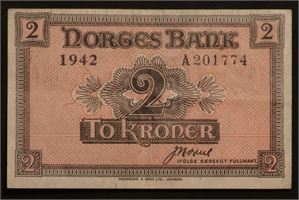 2 kroner 1942 A. Kv.1+