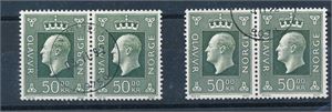 Nk 941 o. 50kr Olav begge typer i par (Hk 210)