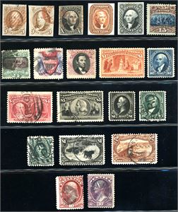 A well filled collection U.S.A. to 1985 in album. The 90 c 1869 seems to be without cancellation, but no gum.