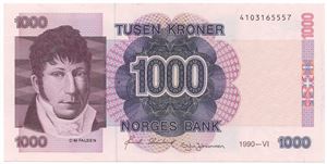 1000 kroner 1990. Kv.0/01