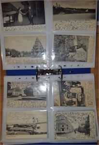 Kortlot Familiearkiv i to postkortalbum. Ca 200 småf.kort, ca 50% norske stedskort.