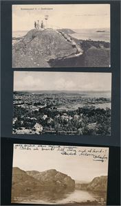 KRISTIANSAND-DUEKNIPPEN 2 småformat brukt 1910 og 1941. Medfølger et fra Søgne og 8 storformat