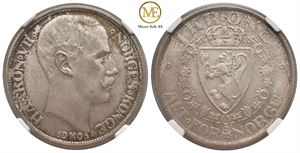 1 krone 1908 u/p Haakon VII. Kv.0