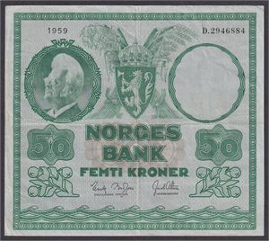 50 kr 1959 Lit. D   Kval 1.  Seddel