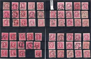 SVERIGE-STEMPLER diverse røde 10 öre med mange pene stempler