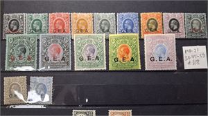 Blad med diverse bättre märken från G.E.A. (German East Africa), Tanganyika och Mafia Island. (SG £ 660)