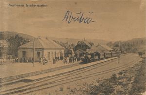 Postkort jernbane VESTFOSSEN stasjon (BU) småf. (N.K. 2199) ubrukt