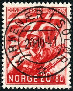 259. Legion, vakkert fullstemplet "Kirkenær i Solør 20.10.41".