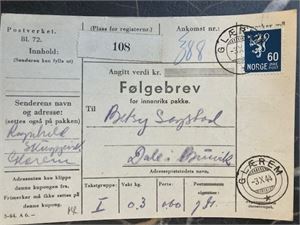 Følgebrev stmpl. Glærem (Møre og Romsdal)
