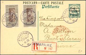 German collonies. A collection with stamps and som letter/stationaries in a stockbook.