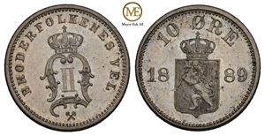 10 øre 1889 Oscar II. Kv.0