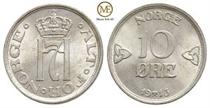 10 øre 1913 Haakon VII. Kv.0