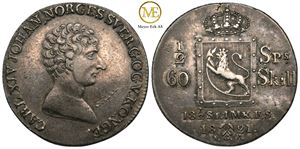 1/2 speciedaler 1821 Carl XIV Johan. Kv.01