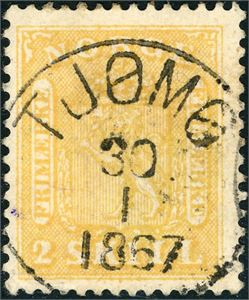 6. 2 skill, pent fullstemplet "Tjømø 30.1.1867" (VF). Signert FCM.