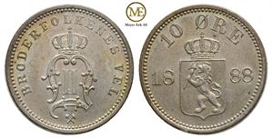 10 øre 1888 Oscar II. Kv.0