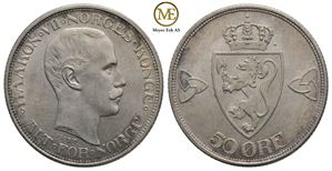 50 øre 1909 Haakon VII. Kv.0