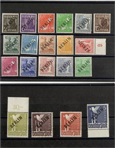 TYSKLAND BERLIN Mi 1-20** komplett serie 2pf-5M med svart påtryck. Gummeringen, pappret och tandningen utan anmärkning (Mi € 380)