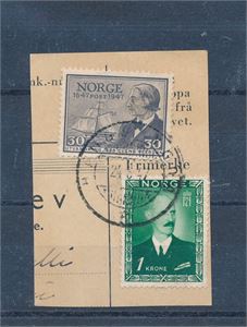 MØRE OG ROMSDAL Klipp med Nk 350 og 363 med hjelpestempel "HAUGSBYGDA 24-6-47"