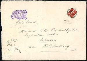 Rare incoming mail sent to the Explorer Otto Nordenskjold who was on a Swedish scientific expedition to study physical geography and culture of West Greenland, par Holstenborg, Greenland, from "Sociéte de Géographie" in France 15. July 1909. Some quality issues.