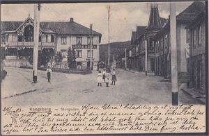 Kongsberg -Storgaden (Oppi 2200) Gatemotiv , udelt bakside, st. 1903