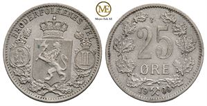 25 øre 1900 Oscar II. Kv.01