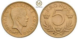 5 kroner 1920 Gustav V. Kv.0/01