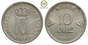 10 øre 1919 Haakon VII. Kv.0