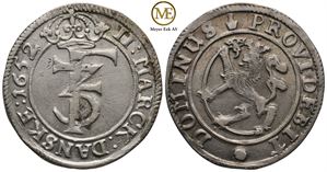 2 mark 1652 Frederik III. Kv.1+