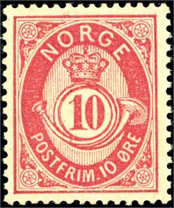 38 Xx. 10 ØRE Posthorn 1882. meget letthengslet. (6.000,-).