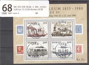 NK 695-698 Blokk 3, Alle merker LUX Lier 15.12.80 Norwex 80 III