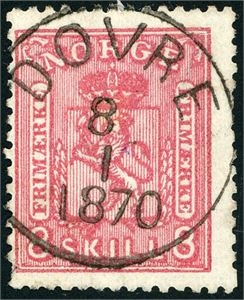15 b. 8 skill 8, pent fullstemplet "Dovre 8.1.1870" (OP). Noen litt korte tagger i høyre side.
