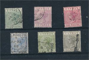 CYPRUS o AFA 17-22, 18 og 21 er plate II, de andre plate I (AFA 625)