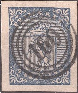 NK 1 Meget pent, bredrandet NK1 stemplet III-160 (Kragerø, Te)