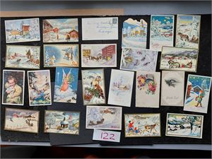 JULEKORT 60 kort, de fleste småformat. Blandet kvalitet, noen med avvaskede frimerker, innslag av lokale stempler