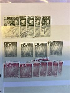 Grønland, Årssett (20 stk ulike) samt Instikksbok med dubletter **/st. og noe annet (