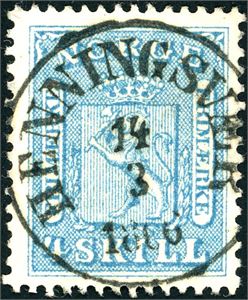 8. 4 skill, pent fullstemplet "Henningsvær 14.3.1866".