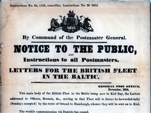 Great Britain. "Instructions No. 22, 1855. "Reduction of Postage upon Letters adressed to the Baltic Fleet.".