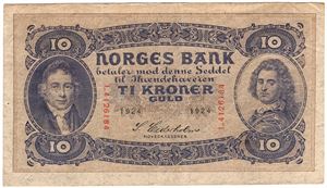 10 kroner 1924 L.4126184. Kv.1