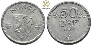 50 øre 1944 zink Haakon VII. Kv.0