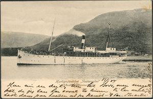 Hurtigruteskibet Vesteraalen. Brukt i 1904. Et par brune flekker. K-3