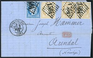 Three letters from France 1870-1873, all sent to Norway.